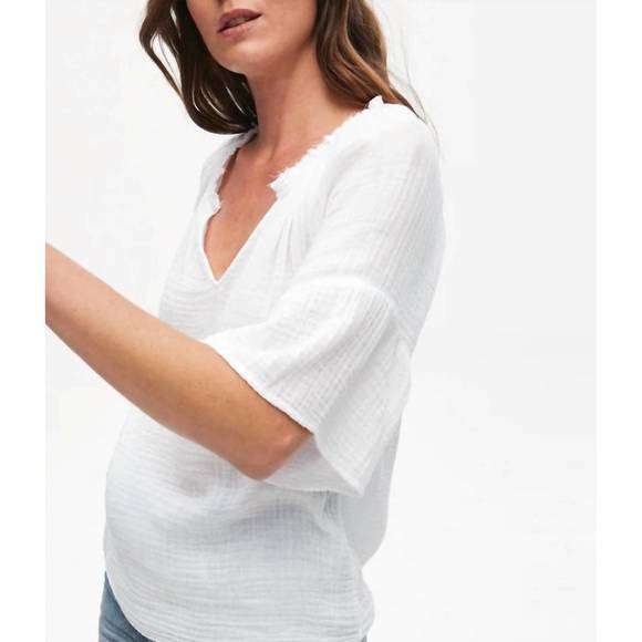 NEW MICHAEL STARS savannah flutter sleeve top in white - Picture 3 of 3